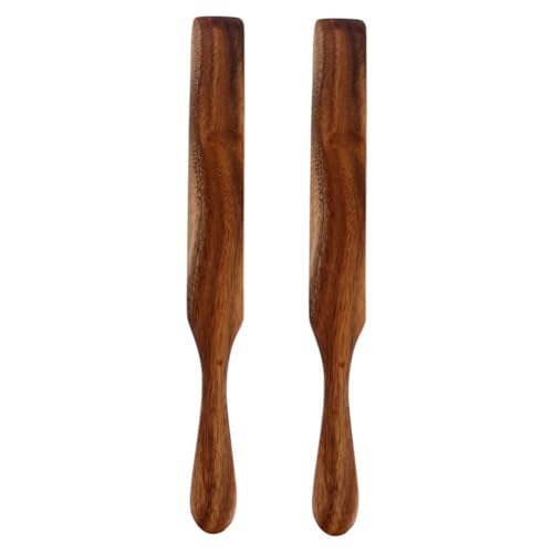 Amosfun Spatule En Bois à Long Manche 2 Pièces, Racloir à Beurre Et Étaloir à Confiture, Outil Compact Cuisine, Barbecues Et Dégustations, Pour Tartiner Fromages Et Sauces