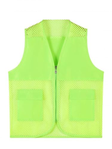 Kids Boys Girls Volunteer Vest Zipper Mesh Jacket V Neck Sleeveless Tops School Camp Activities Uniform