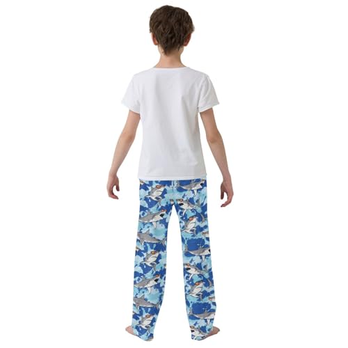 Cool Shark Camouflage Boys Long Pants Soft Trousers Elastic Waist Kids Lounge Bottoms with Pockets S-XL3