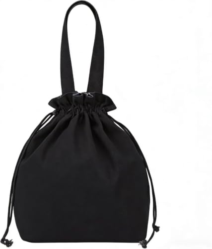 Image of Insulated Lunch Bag with Drawstring Closure, Green, Reusable Tote for Meals (Black)