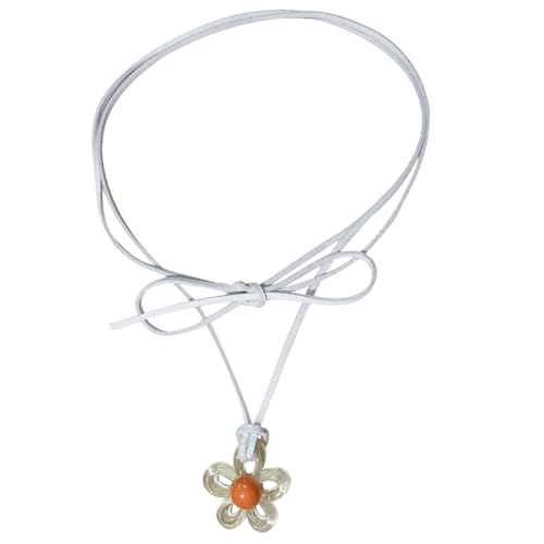 Colorful Flower Pendant Necklace Acrylic Plum Blossom Charm Clavicle Chain