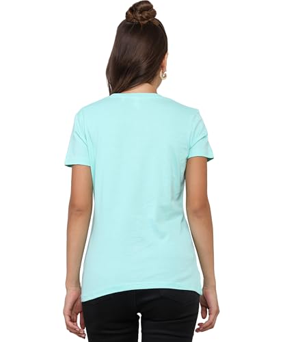 Image of Round Neck T-Shirt Top for Women | Combed Bio-Washed Ring Spun Cotton | Plain | Short Sleeves
