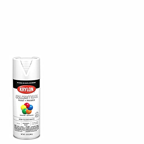 Krylon K05580007 Colormaxx Spray Paint And Primer For Indoor/Outdoor Use, Semi-Gloss White, 12 Ounce (Pack Of 1) #TOP1