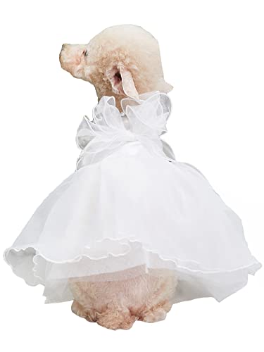 QWINEE-Bowknot-Decor-Dog-Dresses-Contrast-Mesh-Kitten-Puppy-Princess-Dress-Small-Medium-Dog-Kitten-Skirt-Costume-Sundress-White-M
