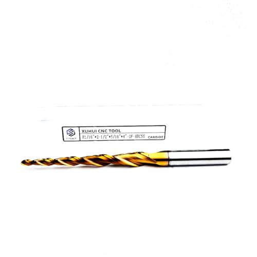 Image of HRC55 2Flutes Tungsten Solid Carbide Tapered Ball Nose End Mill with TIAIN Coating 2D 3D Carving Bit Shank Dia 5 /16 inch (1PC, R1 /16)