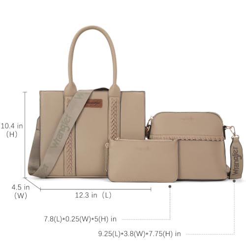 Image of Wrangler 3PCS Purses for Women Tote Bag Crossbody Handbag and Wallet Set with Guitar Strap