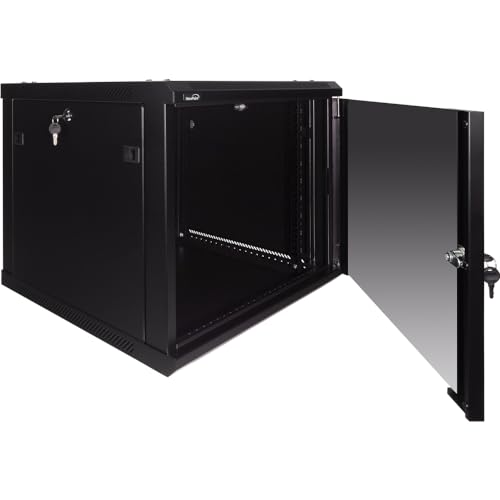 Image of Navepoint 9U Deluxe IT Wallmount Cabinet Enclosure 19-Inch Server Network Rack with Locking Glass Door 24-Inches Deep Black