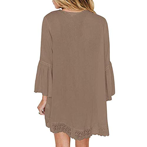 WUAI Plus Size Cardigans for Women,Casual Loose Kimono Cardigans Batwing Sleeve Shawl Cover ups Loose Blouse Tops(Brown,XXX-Large