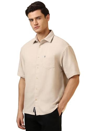 Image of Allen Solly Men's Textured Casual Shirt | Drop Shoulder | Half Sleeve | Relaxed Fit | Casual & Streetwear Style