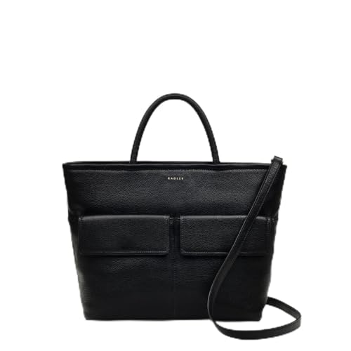 RADLEY London Brompton Crescent Women's Medium Leather Ziptop Satchel Bag, Black