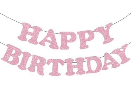 Bannière Happy Birthday rose à paillettes Whaline pour éviter une déco de fête terne