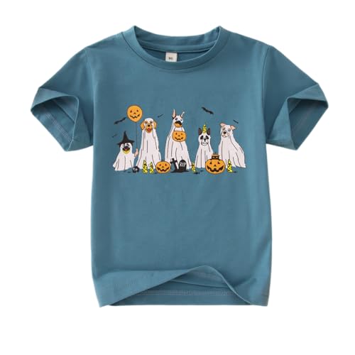 Halloween Ghost Dog Shirt for Toddler Baby Boy Girl Doggy Pumpkin T-Shirt Kids Spooky Season Short Sleeve Gift Tops