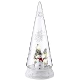Meonum Lit Christmas Cone with North Pole Snowman Scene, Christmas Cone with Light Holiday Decoration, Xmas Centerpiece for Holiday New Year Winter Home Party Indoor Decoration