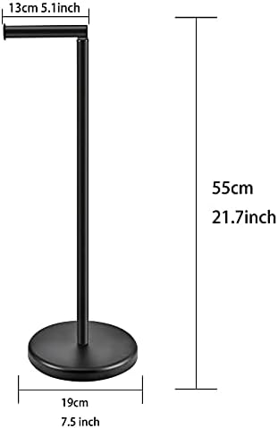 TeinJaen Toilet roll Holder Free Standing with Heavy Floor,19 x19 x55cm,for Bathroom,Stainless Steel Black
