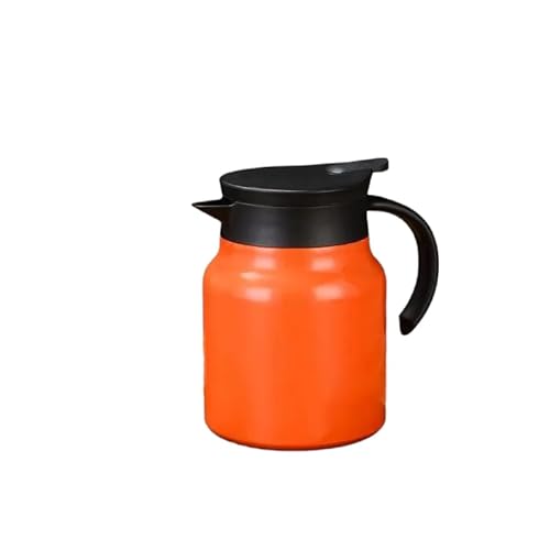 qingshenyi 魔法瓶 保温ポット 卓上ポット ステンレス製ティーポット コーヒーサーバー ティーポット ステンレス製 LEDパネル温度表示 真空断熱 保温 保冷 二重壁設計 高い保温効力 大容量 ィルター付き オフィス 家庭用 業務用 (オレンジ,