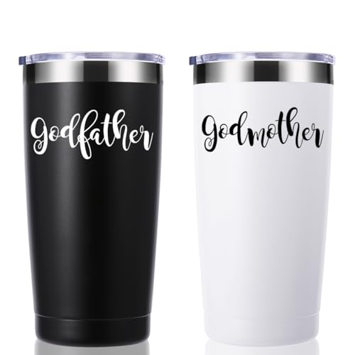 Image of momocici Godparents Proposal Gifts 20 OZ Tumbler.Travel Mug Tumbler for Godfather & Godmother from Godchild.Mothers Fathers Christmas Anniversary Birthday Day Gifts.Baptism Gifts.(Black&White)
