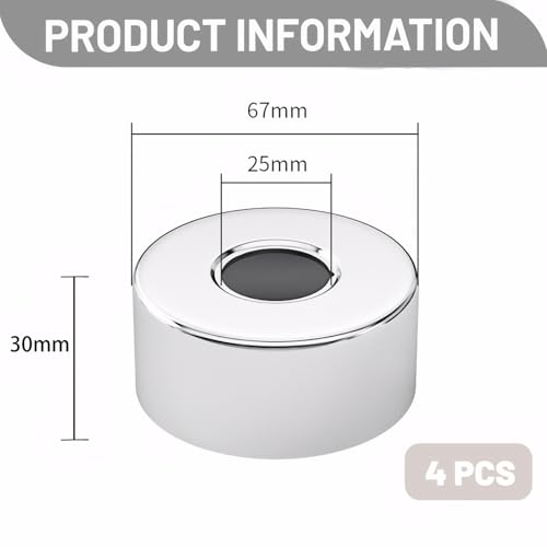 MAEXUS 4 Stück Rosette Duscharmatur, 66 * 25 * 30MM Heizungsrohr Rosette, Abdeckrosette Edelstahl, Duscharmatur Rosette, für Duscharmatur, Wasserhahndekoration, Küchendekoration