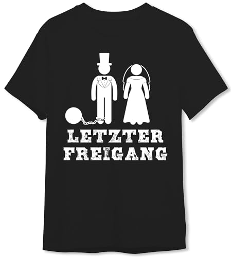 Tassenbrennerei T-Shirt Herren Junggesellenabschied Letzter Freigang JGA Bräutigam Motiv Lustig Party (Schwarz/M)