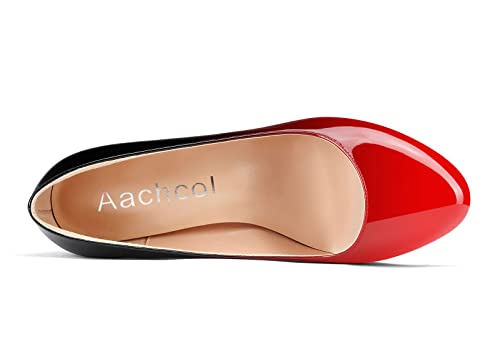 Aachcol Women Pumps Chunky Block High Heel Slip-on Close Round Toe Shoes 3 Inch4