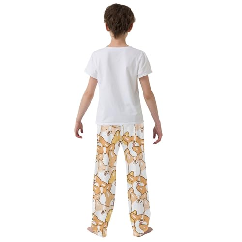 Boys' Pants Brown Cute Corgi Dog Long Bottoms Jogger Pants Elastic Waist Trousers with Pockets S-XL3