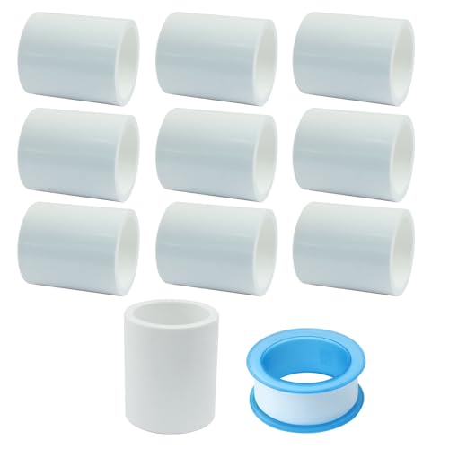 OSVJE 10 Pack 3/4 Inch PVC Couplings, Furniture Build Grade Pipe Fittings SCH40, Slip Socket Connectors for DIY PVC Shelf Garden Support Structure
