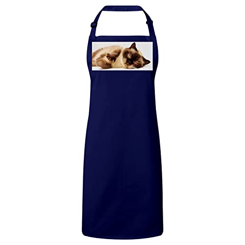 Tablier cuisine siamois navy cadeau idéal pour amoureux des chats