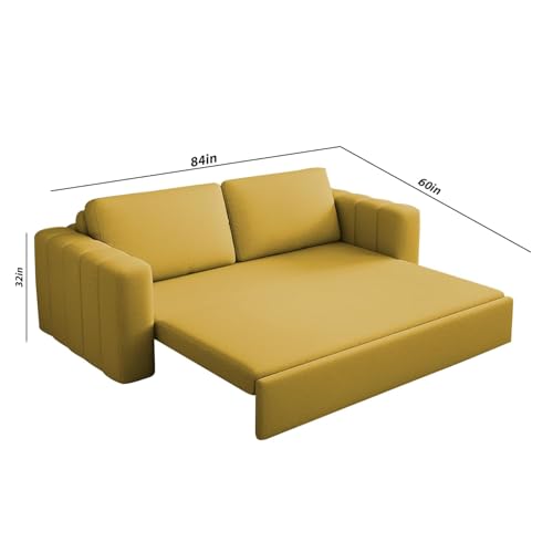 Image of Cisco 3 Seater Sofa Cum Bed for Home & Living Room (Yellow) | Modern Premium Fabric Sofa Set | Space-Saving Foldable Sofa Bed | Furniture for Home, Office, Guest Room & Bedroom