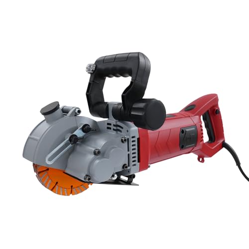 Wall Chaser 4800W Electric Concrete Saw Wall Cutter Grooving Machine with Laser Guide 5 Saw Blades Max Groove Depth and Width 1.6 x 1.65 for Brick Concrete Marble & Granite (Red)