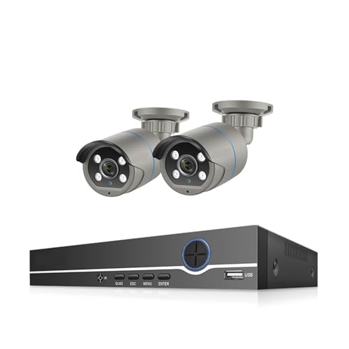 Kits de vigilancia DVR, sistema de cámara de seguridad POE de 8 canales y 4 MP, kit de NVR POE, videovigilancia CCTV P2P, cámara IP para grabación al aire libre (ninguno, NVR de 8 canales y 2 cámar