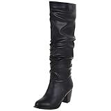  Zanpa Damen Klassisch Westernstiefel Pull On Kniestiefel Blockabsatzabsatz High Winter Stiefelschuhe Slouch Stiefel Black Gr 47