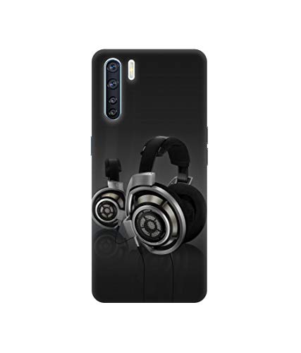 Image of Head Phone Design 3D Printed Hard Back Case Cover for Oppo F15 / Oppo A91