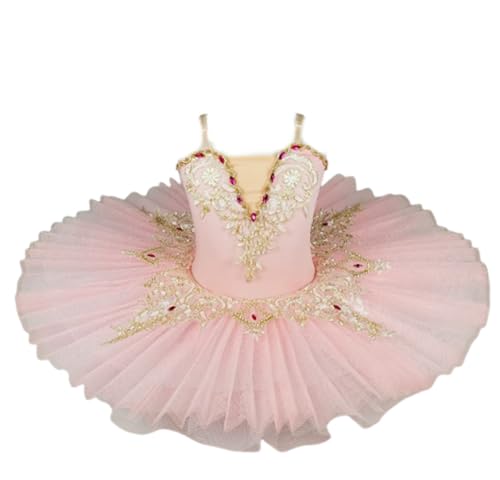 Omfpafeu Professional Ballet Tutu Girl Pancake Princess Ballet Party Dress Leotards Dance Competition Costume,B,140
