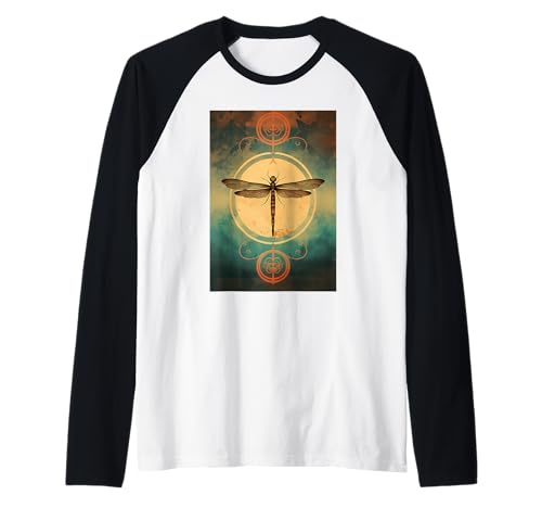 Zen Circle Japonés Libélula Sun Yoga Camiseta Manga Raglan