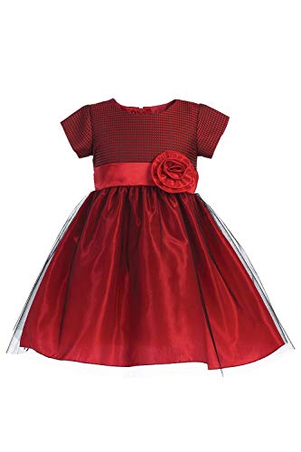 Pink Princess Christmas Dresses for Girls - Red Burgundy Long Sleeve Baby Boy Toddler Outfits - Made in USA (Short Sleeve Dress, 6-12 mon)