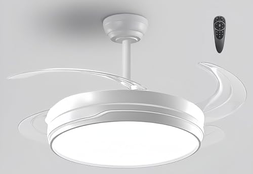 Leduni Ventilador Techo Con Luz 55w Ventilador Invisible Ultra Silencioso Con Mando A Distancia Y Palas Retráctiles Interiores Plafón Lluminación Blanco Nielo Leduni Ventilador Techo Con Luz 55w Ventilador Invisible Ultra Silencioso Con Mando A Distancia Y Palas Retráctiles Interiores Plafón Lluminación Blanco Nielo