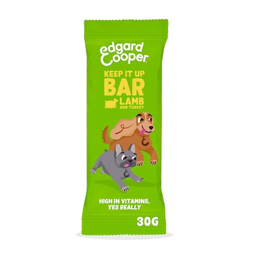 Edgard & Cooper Snack per cani, Keep it Up Barretta (Agnello/Tacchino, 1 x 30g bar), Senza cereali, ricco di proteine e carne fresca di qualità, con aminoacidi essenziali