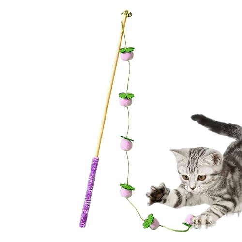 インタラクティブな猫の杖、セルフプレイのフルーツスティックおもちゃ、吊り下げ羽とベル付きのキティのおもちゃ、モーションアクティベートデザインの楽しいペット、屋内子猫の運動鳥、魚、マウスの退屈のための遊びアクセサリー
