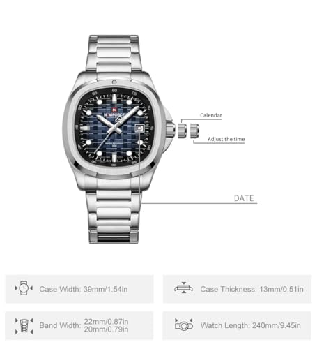 Image of NAVIFORCE NF9240 Square Unique Temperament Strap with dial Analog Watch
