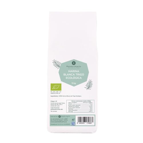 PLANETA HUERTO | Harina Blanca de Trigo Eco 5 Kg – Rica en Carbohidratos para Preparaciones Horneadas