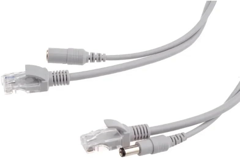 5M/10M/15M/20M/30M Optional Gray CAT5/CAT-5e Ethernet Cable RJ45+DC Power CCTV Network LAN Cable for System IP Camera(50M)