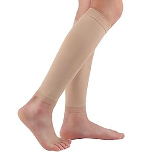 Halsy Women’s Footless Compression Socks (20-30mmHg) 2 Pairs Medical Calf Compression Sleeve for Swelling, Shin Splint, Varicose Veins, Edema, Nurses & Maternity