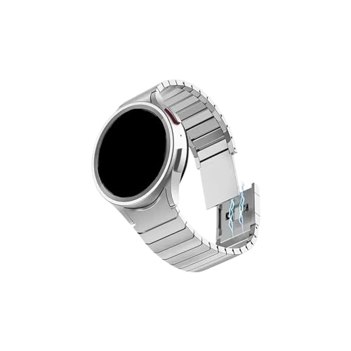 [PLYYQZM] �ɍ��� Sam su ng Galaxy Watch 6 Classic 47mm 43mm 5Pro 45mm�p ���ԂȂ��X�g���b�v �X�e�����X�X�`�[���o���h,�ɍ��� 6/5/4 40mm 44mm�p�ɓK��(Silver,For Wa