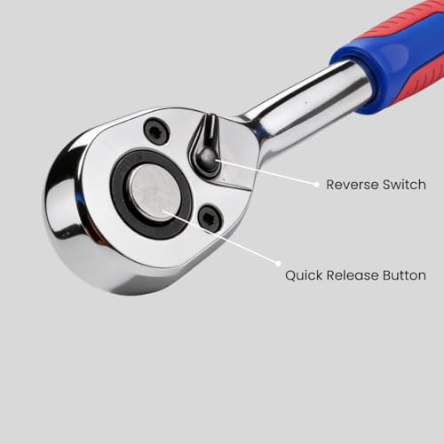 Image of Hand Tool DN 24M-H 1 /2 inch Drive Hex Socket Set 18 Sockets (8-32mm) 6 Accessories with 72-Tooth Ratchet in BMC Case (Packed in a Blow Mould Case) Industrial, Home, Wide Variety of Applications