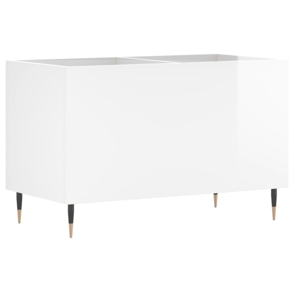 Porta Dischi Vinile, Mobile Ingresso, Mobile Porta Vinili, Libreria Moderna, Mobile Soggiorno in Legno Multistrato Bianco Lucido 74,5x38x48 cm