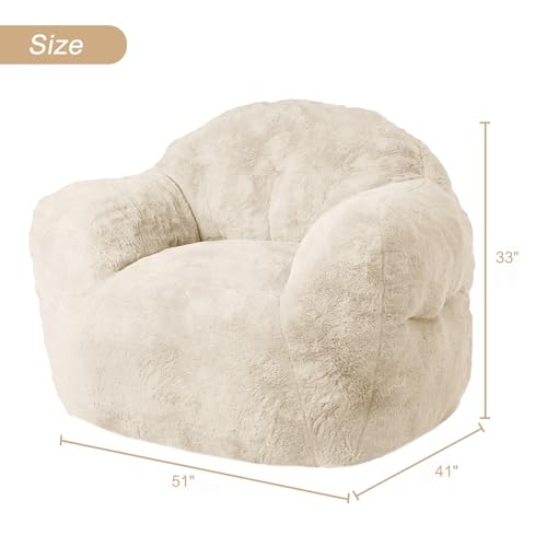 Image of GarveeHome Bean Bag Chair with Filler, 51 inch Giant Bean Bag Sofa for Adults Kids, Soft Cozy Large Beanbag Sofa Chair with Armrests for Living Room Bedroom, Beige