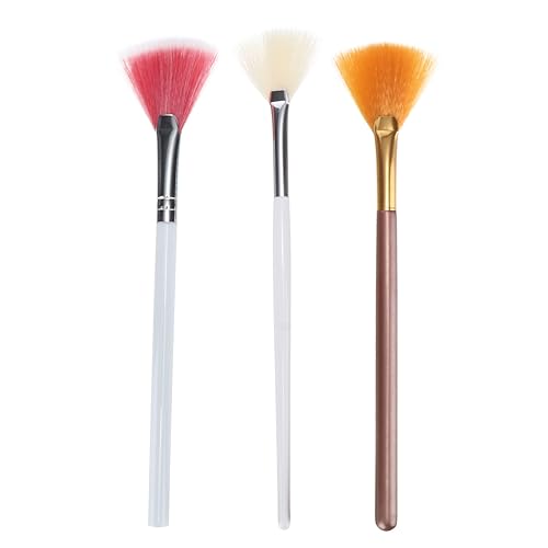 HAPINARY Makeup Set 3pcs Fan-shaped Brush for Girls Blending Blush Face Powder Diffuse Edges of Highlighters Smooth Texture