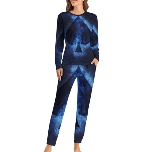 Pyjama femme carte à jouer anti-irritation avec pantalon confortable et haut manches longues