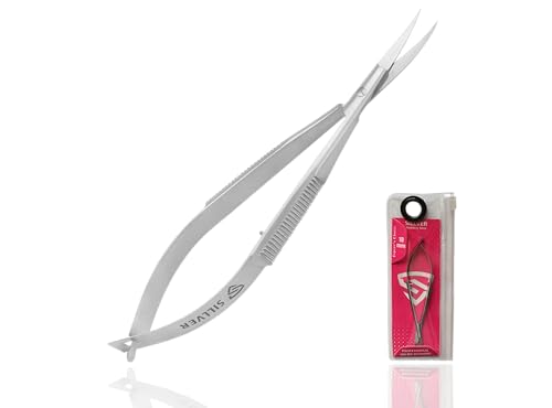 SILLVER Cuticle Scissors Extra Fine Curved Eyebrow Scissors Professional Ultra Sharp Precise Pointed Tip Cuticle Trimmer Cutter for Hang Nails Eyelash Eyebrow Dry Skin - Manicure Scissors
