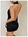 SweatyRocks Women's Open Back Halter Neck Dresses Sexy Ruched Night Out Bodycon Mini Dress Black Petite S