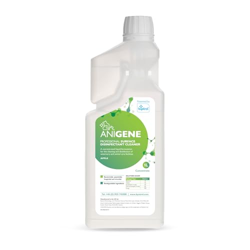 ANIGENE Surface Disinfectant Cleaner (1 Litre – Apple Scent) - Disinfectant Solution For Use Around Animals & Pets, Kills Bacteria, Viruses, Fungi & Yeast – Non-Corrosive In Use - Made In The UK